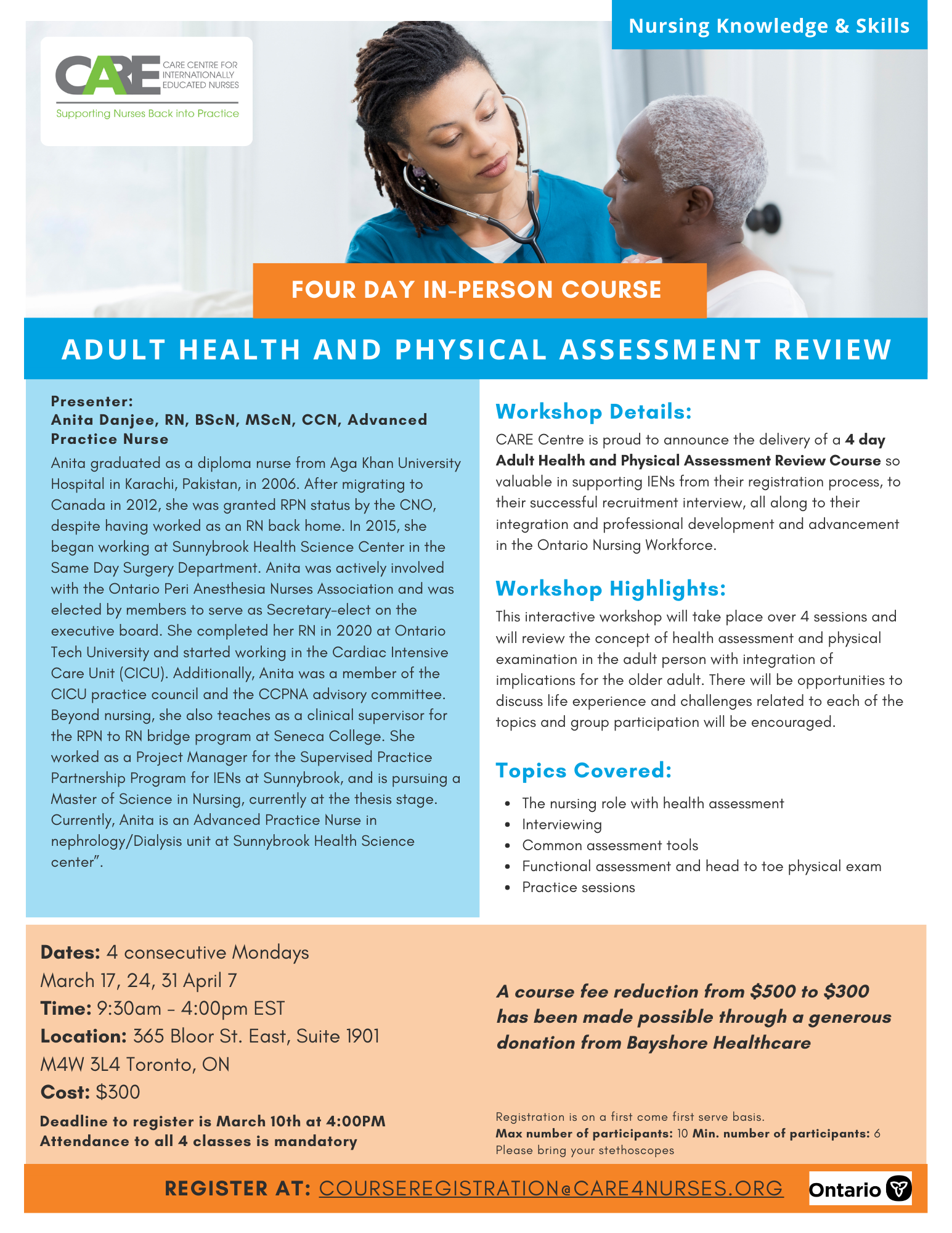 Four Day In-Person Course Adult Health & Physical Assessment Review